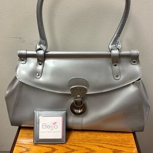 Beijo Metallic Silver Shoulder Bag